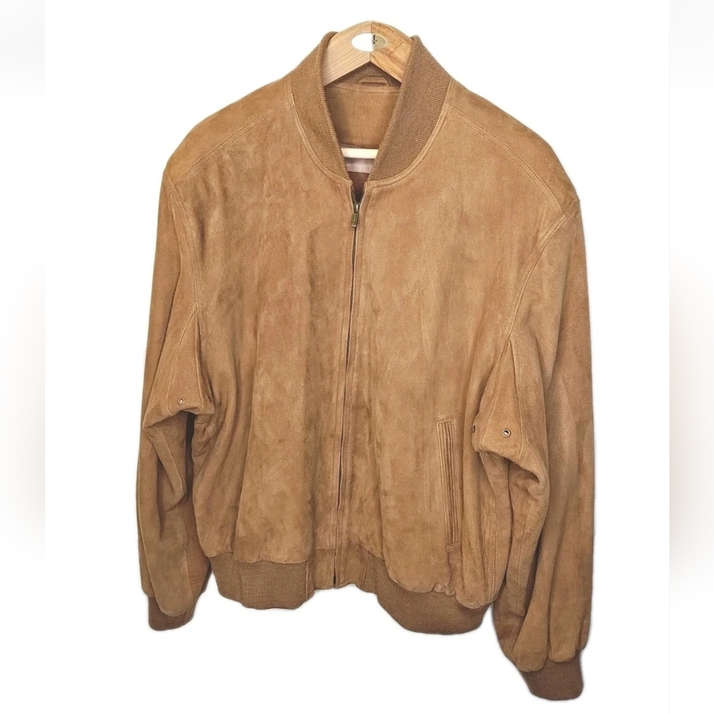Vintage USA Coach 913 Aviator Bomber Leather Jacket Oversized Large Brown Suede